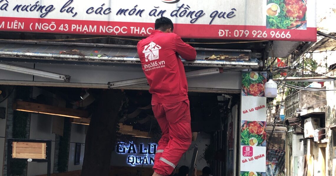 Thi công máy cắt gió Gà Lu Quán Phạm Ngọc Thạch